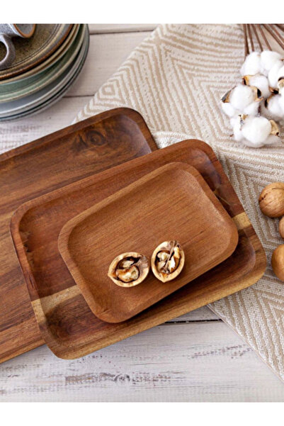 Bien Servi Eco-Friendly Durable Acacia Wood Rectangular Serving Plate 30 x 22cm
