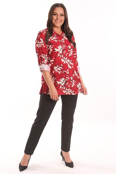 Metpoint Cămașă din viscoză cu model roșu Trend42plus Plus Size