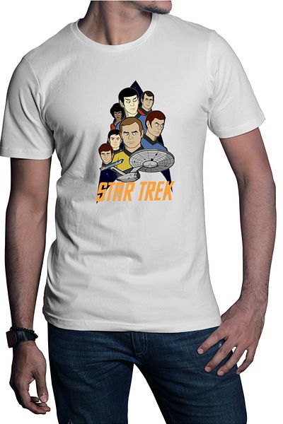 OEM Men's T-shirt Star Trek Animated Series SF Drawings Spock