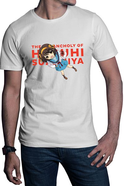 OEM Men's T-shirt Haruhi Suzumiya Highschool Uniform Club SOS Fun Action