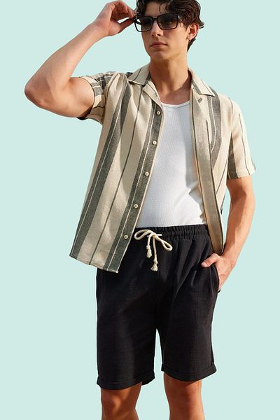 PayBuy Men's Linen-Look Cotton Shorts Comfortable Fit Daily Use Indispensable for Weekend Summer