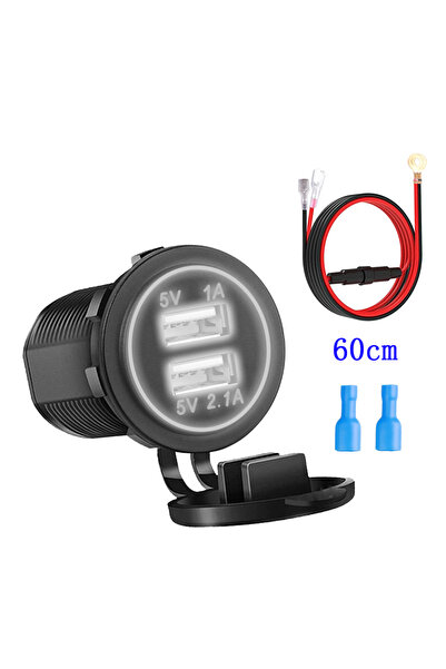 Choice7 kebidumei White with wires 5V 3.1A 12V Dual USB Car Charger with Pane...