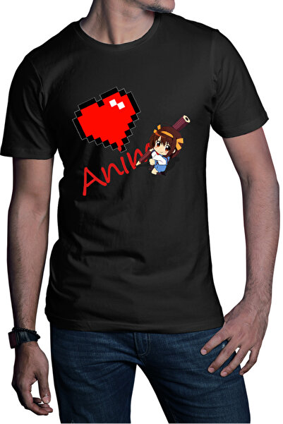 OEM Men's T-shirt Haruhi Suzumiya Love Anime Minecraft Write School