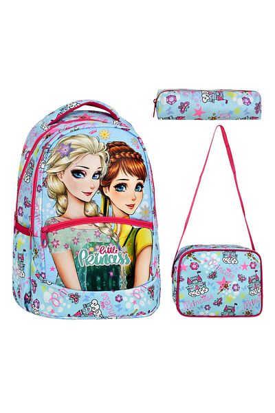 Çanta Trend Geantă de școală Frozen din 3 piese pentru școala primară cu model, nutriție pentru fete și suport pentru stilou