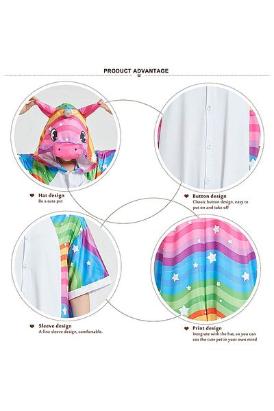 zzz sleep good sleeping !!! Children's short jumpsuit pajamas, unicorn pattern, star print, KIGURUMI