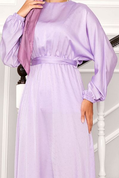 EBRUTESETTÜR Serpme Stone Detailed Mobile Belted Bat Sleeve Dress