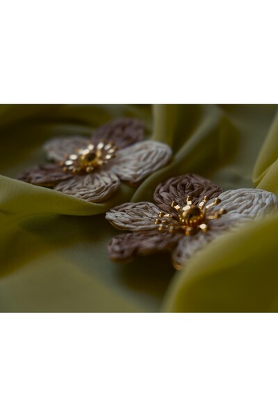 saaden jewelry SAADEN HASIR PASTEL RENK ÇİÇEK KÜPE