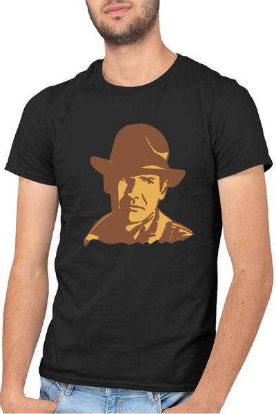 OEM Ανδρικό T-shirt Indiana Jones Πορτρέτο Τέχνη Wolfgang Hohlbein