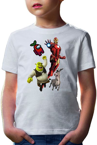 OEM Ironman Shrek Among Us Flying Space Kids T-shirt