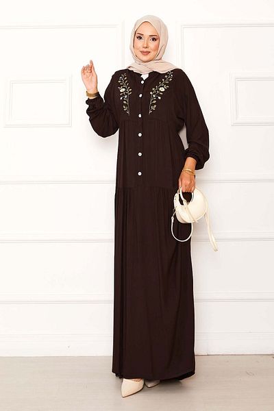 EBRUTESETTÜR Embroidery Detailed Half Button Dress