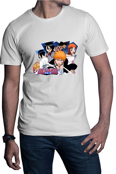OEM Men's T-shirt Bleach Ichigo Kurosaki Anime Manga Crew