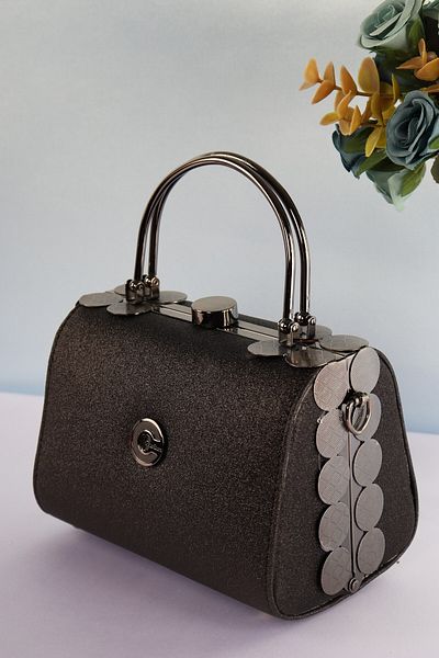 weem bag Elysara Eb0170 |   Pearl Glitter Double Metal Handle Stylish Portfolio Bag