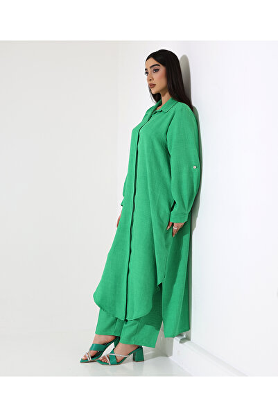 Fi'l Arz Fashion Long Sofia Linen Loose Shirt Suit