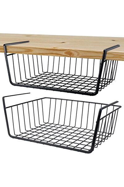 Arabest 2-Pack Under Shelf Wire Basket, Hanging Storage Bin Organizer for Kit...