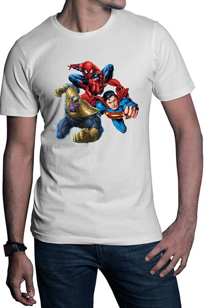 OEM Men's T-shirt Thanos Superman Spiderman Hero Gems Avengers