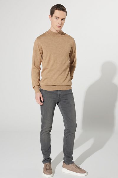 AC&Co / Altınyıldız Classics Men's Mink Standard Fit Normal Cut Half Turtleneck Wool Knitwear Sweater