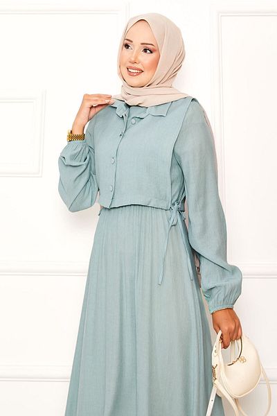 EBRUTESETTÜR Bolero Waist Gathered Hijab Dress Set