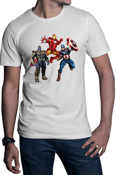 OEM Men's T-shirt Captain America Iron man Jump Thanos Machine Action Toy