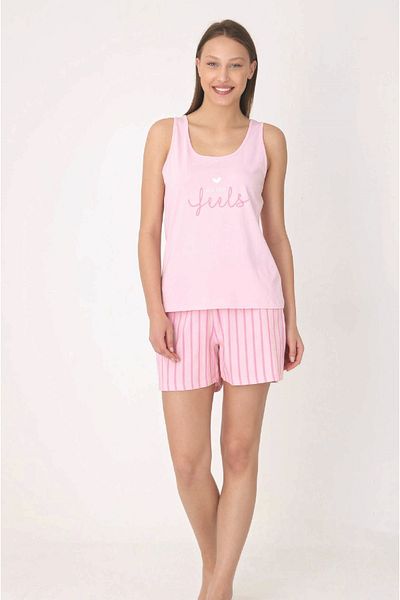 NBB Pink Striped, Women's Shorts Set, Thick Strap