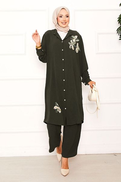 EBRUTESETTÜR Flower Detailed Buttoned Double Suit