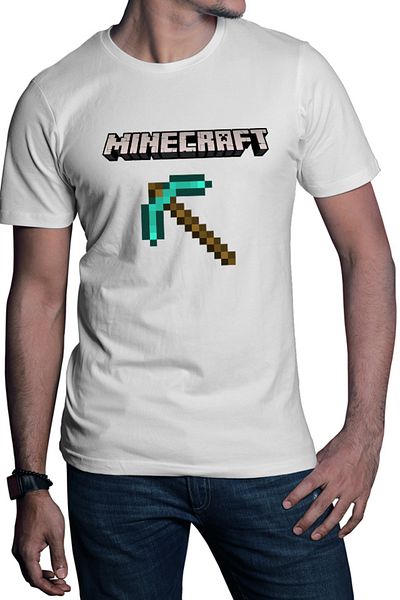 OEM Men's Minecraft Logo Stone Pickaxe Open World Pixels T-shirt