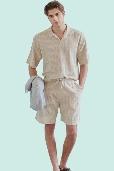 PayBuy Men's Textured Shorts Regular Waist Straight Silhouette Comfortable Summer Shorts Daily Use Modern Design