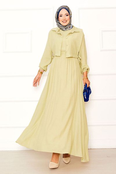 EBRUTESETTÜR Bolero Waist Gathered Hijab Dress Set