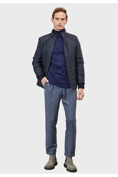 AC&Co / Altınyıldız Classics Men's Navy Blue Standard Fit Regular Cut Cold Weather Proof Patterned Puffer Coat