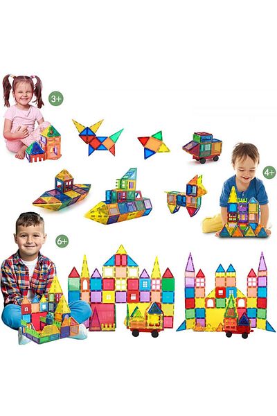 Magnetic Set 106 piese magnetice de construit educational si creativ pentru copii, SOLTOY® Blocks