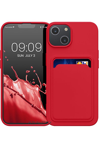 m.tk moveteck iPhone 13-14 Kılıf Kamera Ve Köşe Korumalı Kartlıklı Cüzdanlı Yumuşak Renkli Silikon Kap içi Kadife
