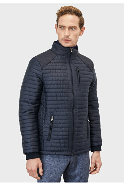 AC&Co / Altınyıldız Classics Чоловіче темно-синє надувне пальто стандартного крою з візерунком, захищене від холодної погоди