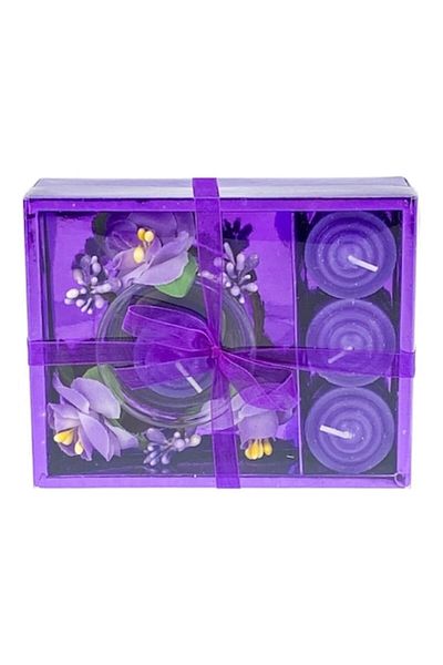 OEM Set de lumânări decorative cu cupă de sticlă, flori și tablete de ceară