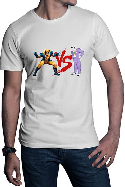 OEM Men's T-shirt Wolverine VS Joker Cartoon Costume
