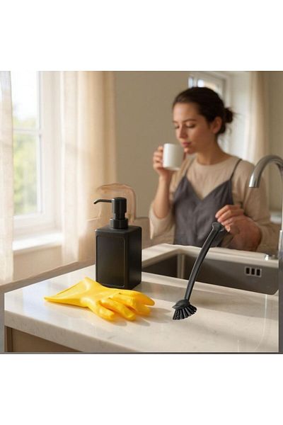 IKEA Rinnig Dish-Cleaning Set Gloves+Brush+Liquid Soap Dispenser