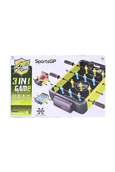 Flippy 3-in-1 Foosball Table – Foosball, Basketball & Curling, 4 Handles, Scoreboard, Green/Black