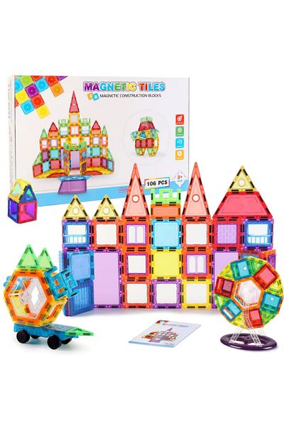 Magnetic Set 106 piese magnetice de construit educational si creativ pentru copii, SOLTOY® Blocks