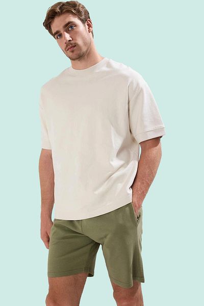 PayBuy Men's Oversize Wide Cut Short Shorts Single Jersey Woven Comfortable Daily Summer Essential