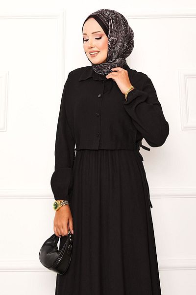 EBRUTESETTÜR Bolero Waist Gathered Hijab Dress Set