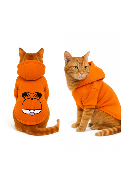 Buddy Store Cat Outfit Hooded Orange Sweatshirt Hoodie Garfield Printed Size L