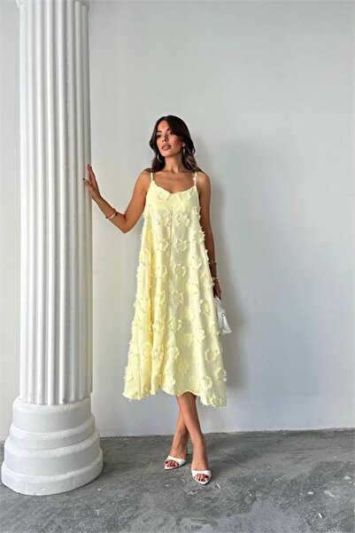 Dipmoda Kadın fistolu askılı tam boy elbise DPG098