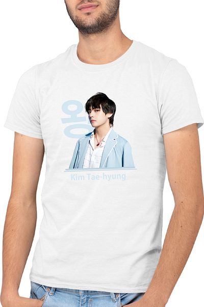 OEM Tricou barbati BTS V Tae Hyung King Vocals Heart Korean Model