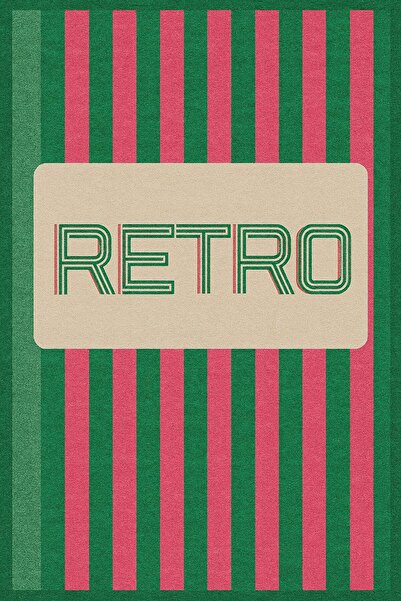 Rugs Modern Halı Mosso Retro Yeşil Yazı Detaylı Dokuma Taban Dekoratif Halı M...