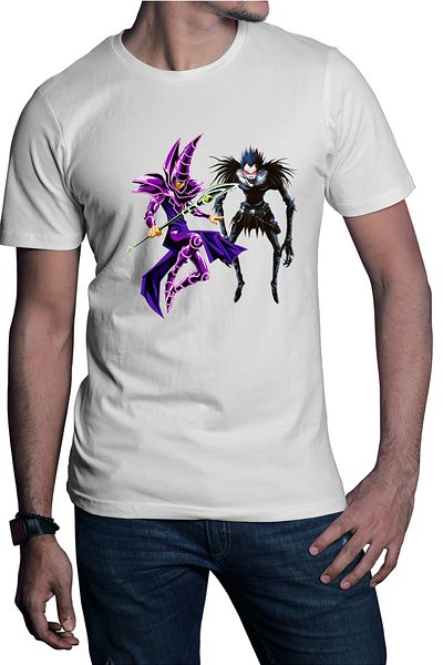 OEM Men's T-shirt Yu Gi Oh Dark Magician Death Note Ryuk