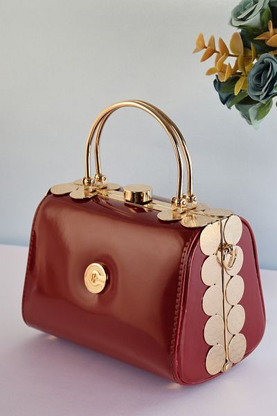 weem bag Elysara Eb0170 |   Stylish Portfolio Bag with Patent Leather Double Metal Handles