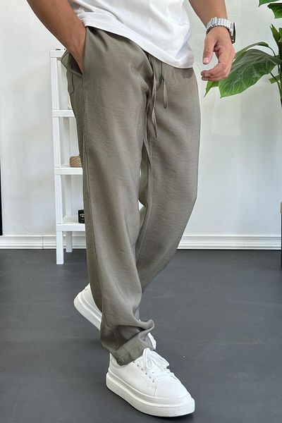 Edwox Men's Elastic Waist Modal Fabric Comfortable Cut Trousers Green Edw396