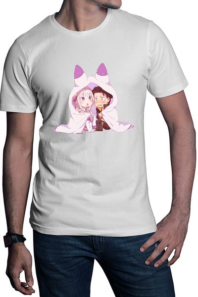 OEM Men's T-shirt Re Zero Subaru Emilia Best Waifu Magic Another World
