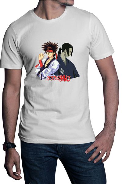 OEM Men's T-shirt Rurouni Kenshin Sanosuke Jin Duo Anime