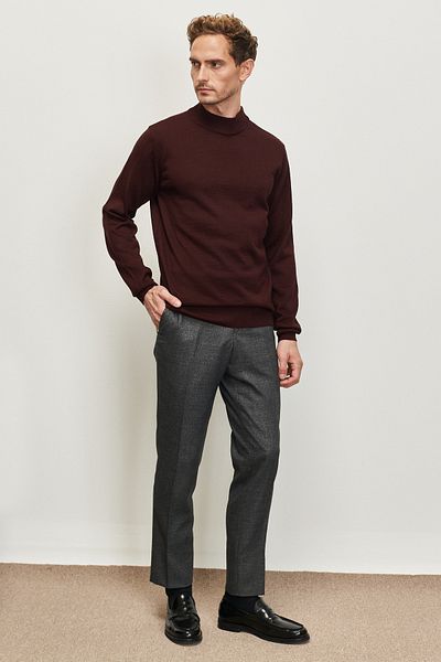 AC&Co / Altınyıldız Classics Men's Claret Red Standard Fit Normal Cut Half Turtleneck Wool Knitwear Sweater