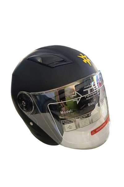 Ece GÜNEŞ VİZÖRLÜ AÇIK MOTOSİKLET KASKI (MAT SİYAH)
