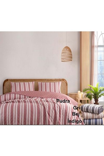 Colors & Tuana Set cuvertură de pat dublă din bumbac indigo (220x240)